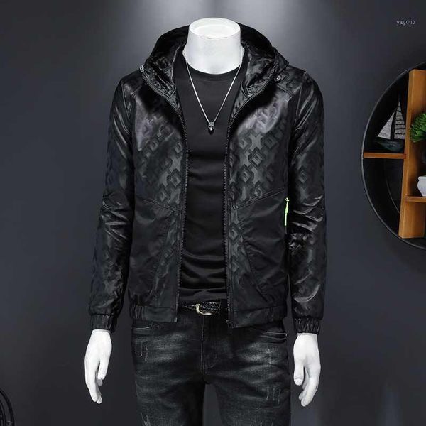 

arrival jackets men fashion print jacket hooded casual for men's, Black;brown