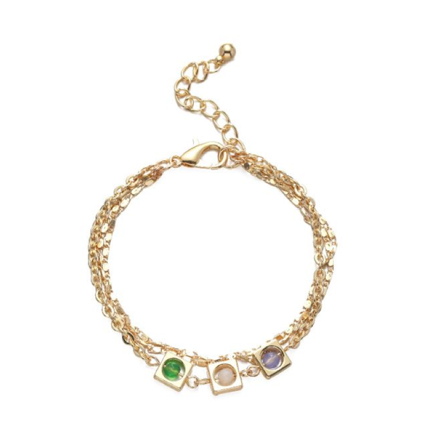 

link, chain rui jia dusk european and american style fashion multi-layer crystal bead thin lobster clasp women's exaggerated bracelet, Black