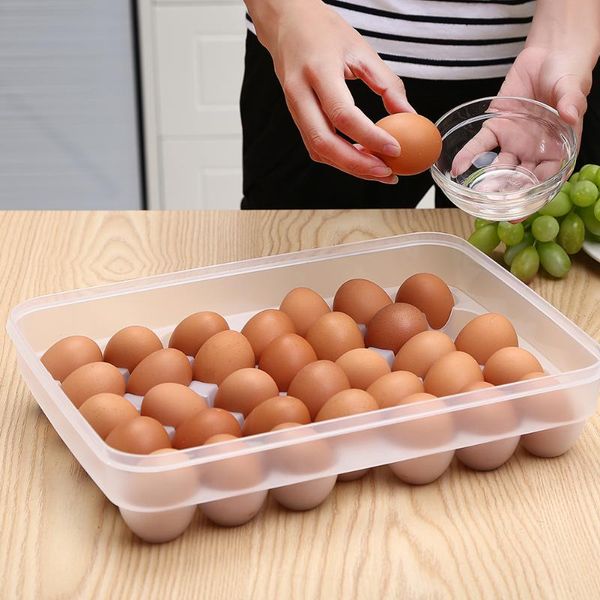 

storage bottles & jars 34-grid egg box tray with lid kitchen refrigerator drop rack boxes fridge organizer