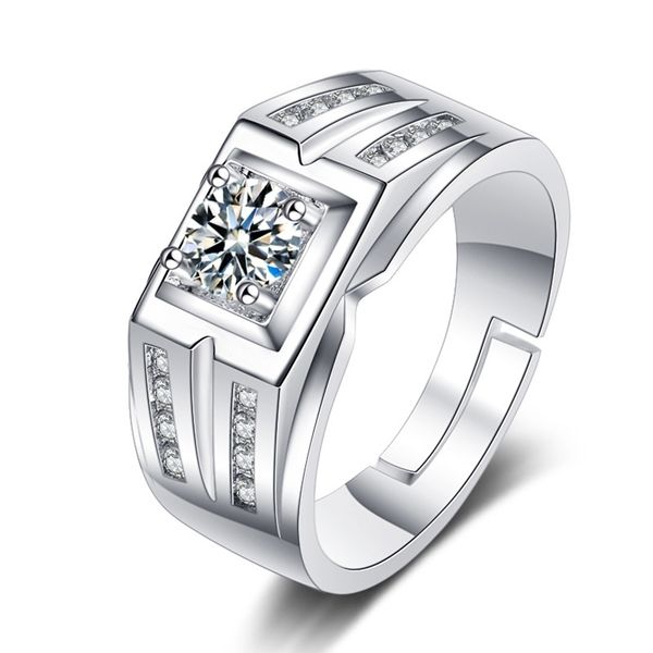 

2021 four row diamond water chestnut aggressive zircon men's ring, Black