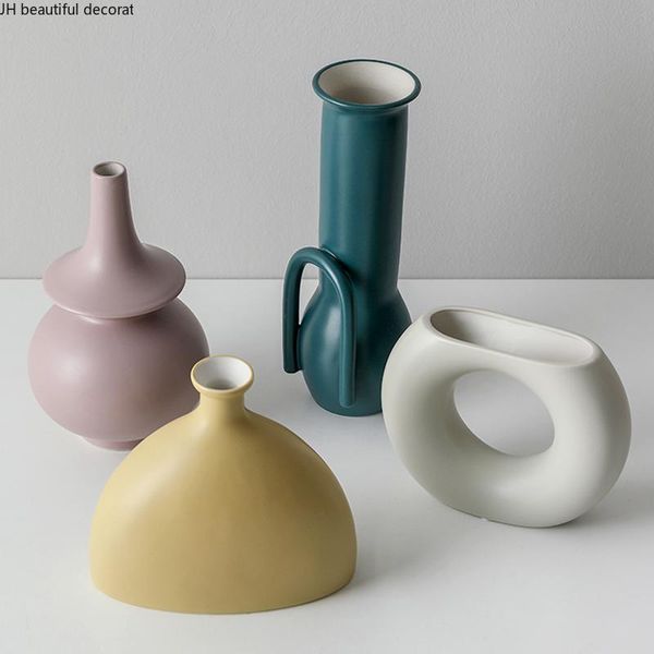 

vases nordic ceramic small vase ornaments geometric crafts dried flowers flower arrangement accessories living room home decoration