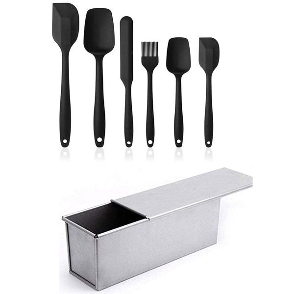 

craft tools 6x silicone spatula set,silicone cooking set & 1x bakeware aluminized steel loaf pan with cover