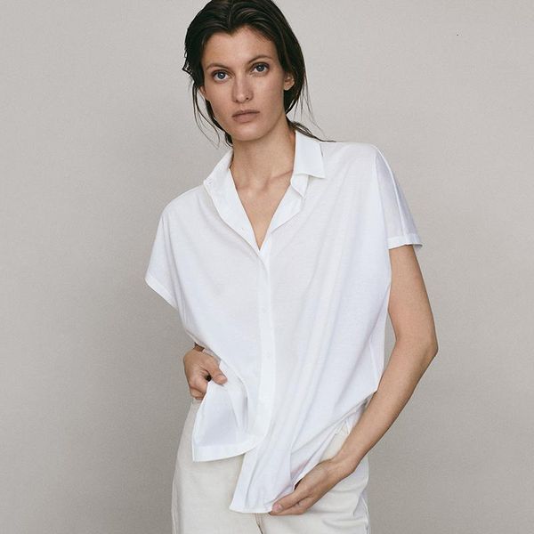 

women's blouses & shirts md elegant v-neck solid color women fashion vintage batwing short sleeve ladies casual ropa mujer ylje, White