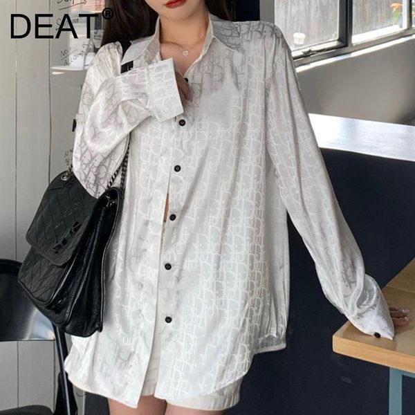 

women's blouses & shirts deat 2021 autumn winter and summer fashion casual long sleeve loose single breasted print shirt women sk532, White