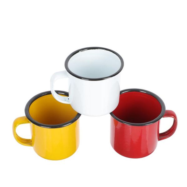 

cups & saucers 3pcs small enamel colored water mug tea cup drinking