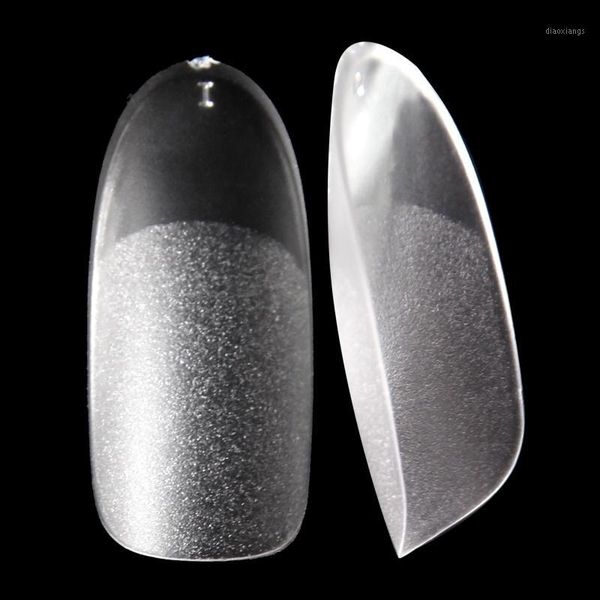 

oval manicure ultra thin finger tips matte inside and outside one step gel nail 500pcs1, Red;gold