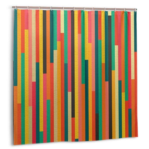 

shower curtain,abstract color vintage retro seamless bath curtain set with hooks