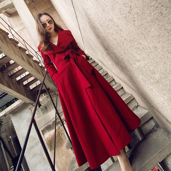

women's trench coats 2021 autumn windbreaker women plus long lapel sleeves buckle jacket with belt ladies, Tan;black
