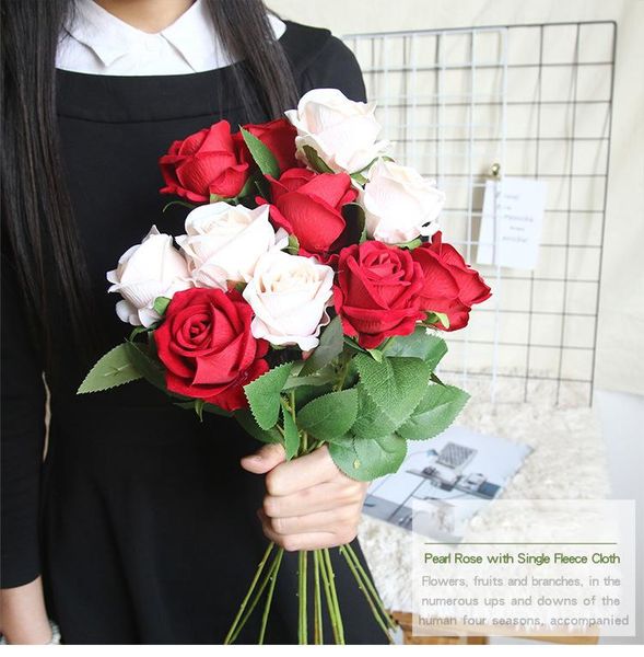 

decorative flowers & wreaths fake rose bouquet vases for home decoration accessories wedding plants bridal clearance floristics artificial