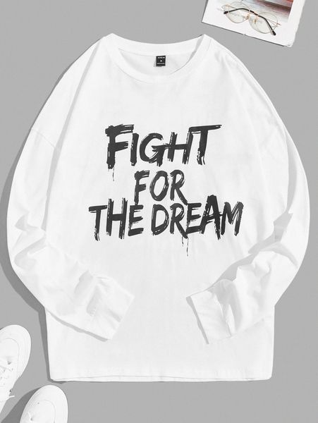 

men slogan graphic drop shoulder tee r1hl#, White;black