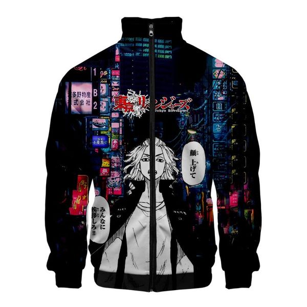 

men's jackets personality anime tokyo revengers stand-up collar zipper jacket men boy long sleeve sweatshirt fashion clothes, Black;brown