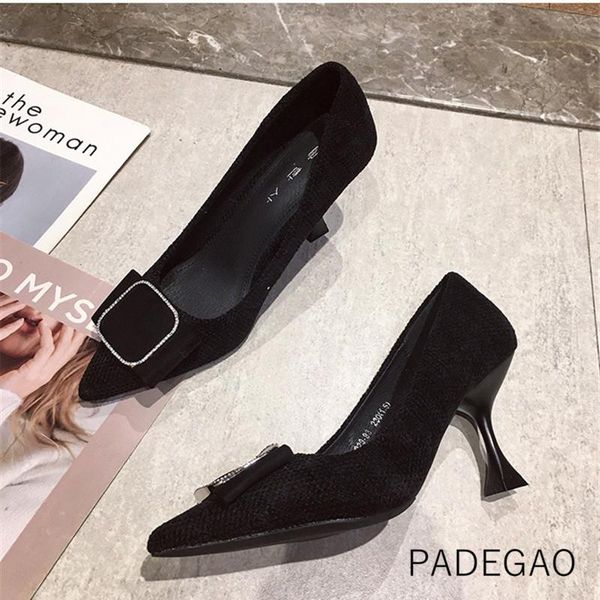 

dress shoes high heel 2021 women black buckle crystal high-heeled elegant bling fashion woman heels