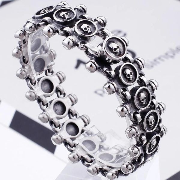 

charm bracelets punk rock men party skull bracelet stainless steel large jewelry gothic 20mm wide men's friendship, Golden;silver
