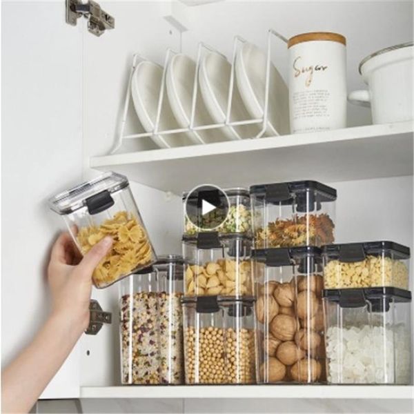 

kitchen square transparent airtight preservation boxes whole grains spices storage tanks accessories bottles & jars