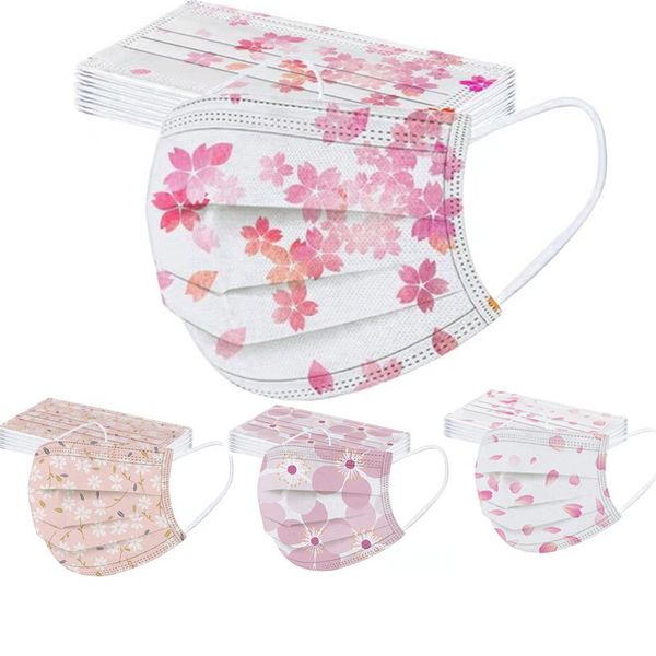 

custom logo fashion disposable mask color flower digital breathable three-layer including melt spray