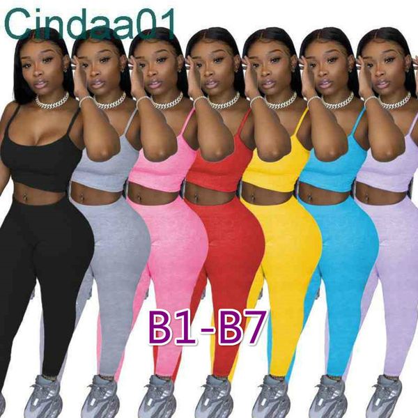 

women tracksuits two pieces pants set designer clothes halter sleeveless vest leggings split suit outfits sportwear 8 styles available, Gray