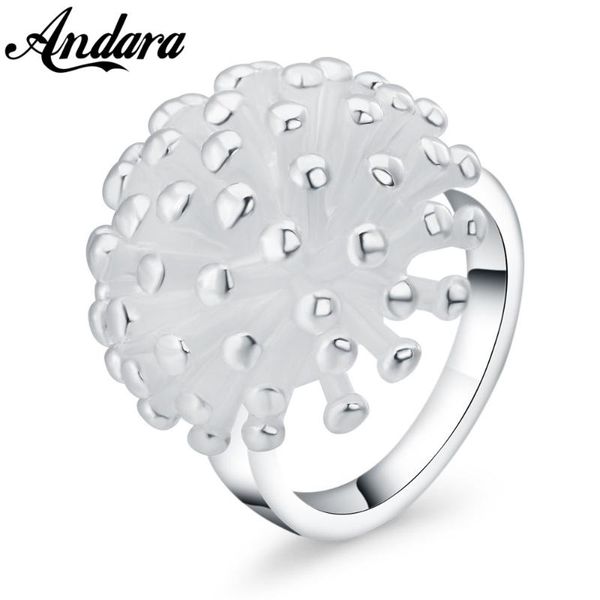 

cluster rings fashion 925 silver ring firework dandelion for woman wedding gift, Golden;silver