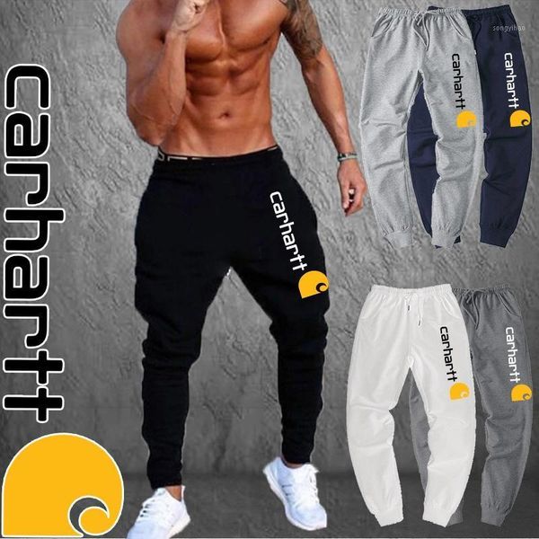 

men's pants gym jogging sweatpants sports loose long fashion brand printed, Black