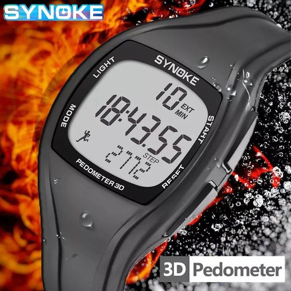 

wristwatches digital watch for men synoke brand pedometer multi-function sport 50m waterproof clock alarm chrono reloj hombre 9105, Slivery;brown