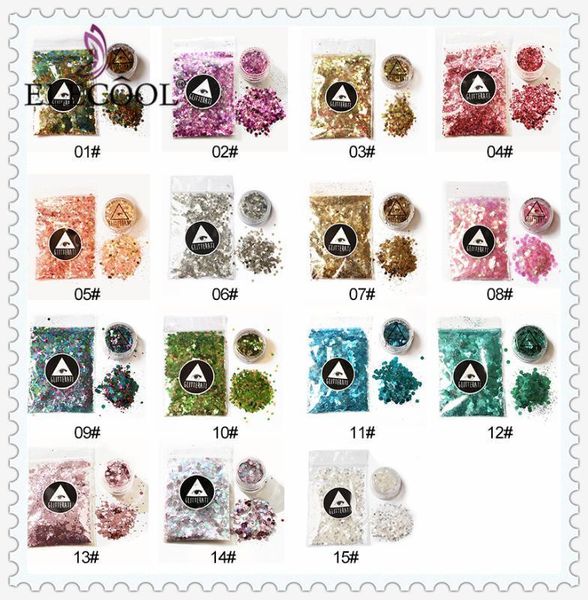 

loose sequins powder glitter meramid hexagon shape nail 15 colors holographic ongles decoration art tslm11, Silver;gold