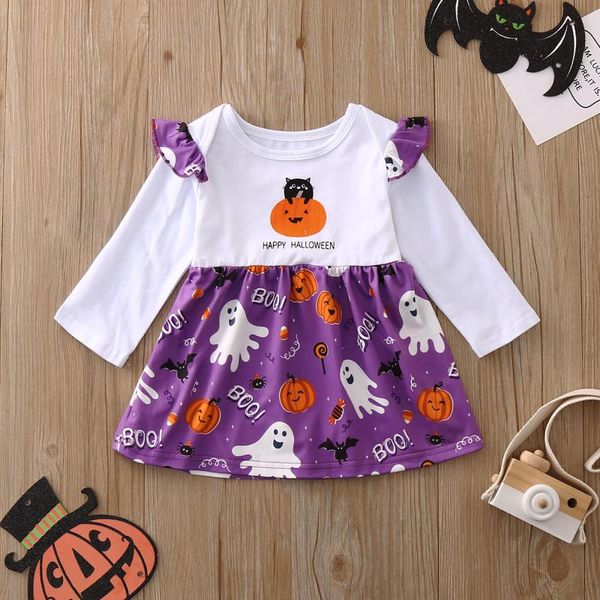 

girl's dresses winter halloween girl dress toddler infant baby cartoon print long sleeve princess 2021 girls' daily, Red;yellow