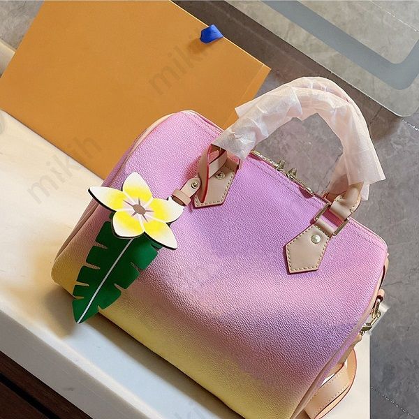 

womens totes bags mini outdoor fashion lady bag gradient color pillow design with pendant 25cm handbag purse