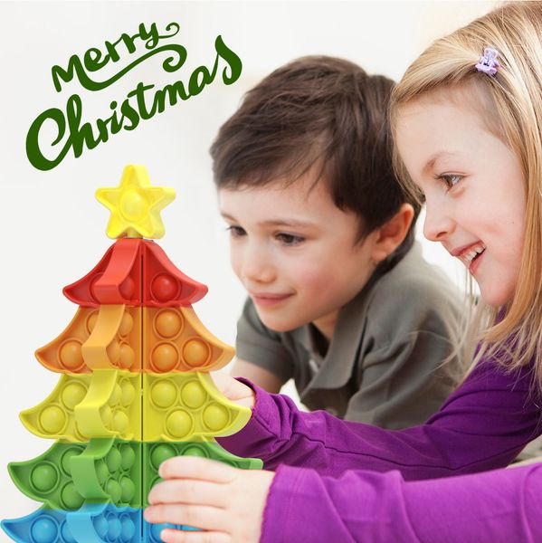 

christmas tree pops fidget toys push pop bubbles fidgets toy for christmase party games play relieve stress squeeze toy autism toyes
