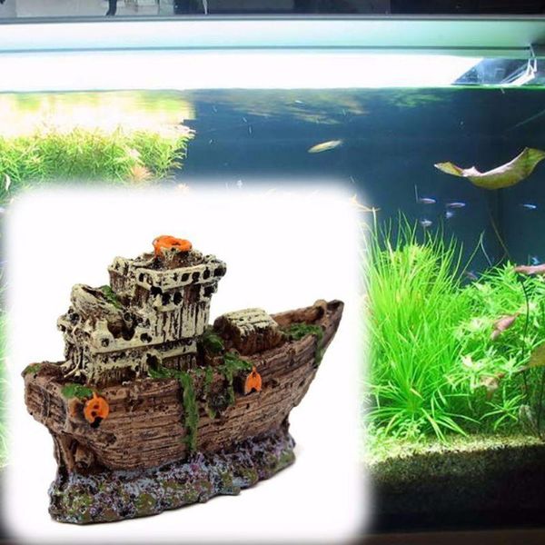 

decorations mini fish tank pirate boat ornaments for home garden aquarium decoration no fading resin ship ornament