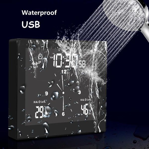 

screen waterproof digital bathroom wall clock temperature humidity countdown time function wash shower hanging clocks timer