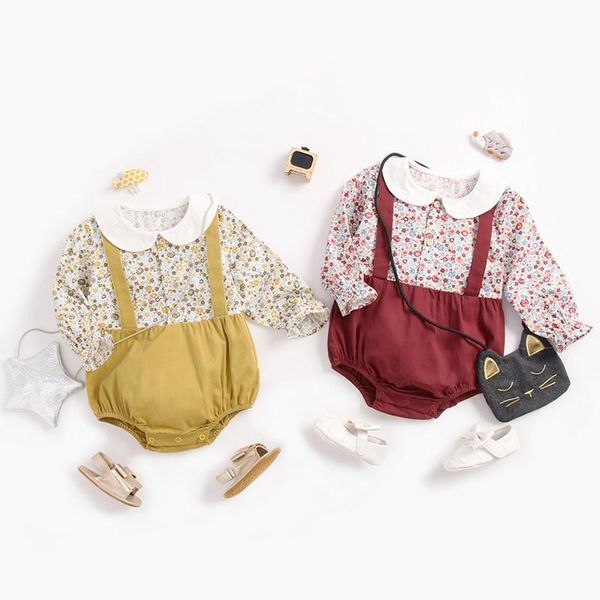 

jumpsuits 2021 born baby girls floral long sleeve clothes rompers spring autumn toddler triangle, Blue