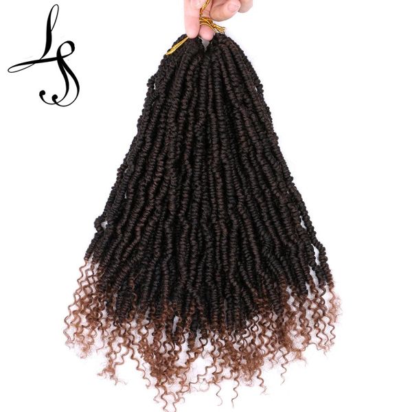 

bomb twist crochet hair 14 inch spring braiding hair passion twists 24 strands/pcs fluffy dreadlocks hair extensions ls02, Black