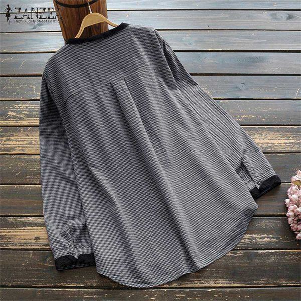 

women's blouses & shirts blouses vintage check spring casual patchwork blusas female button lapel tunic plus size ch eo27, White