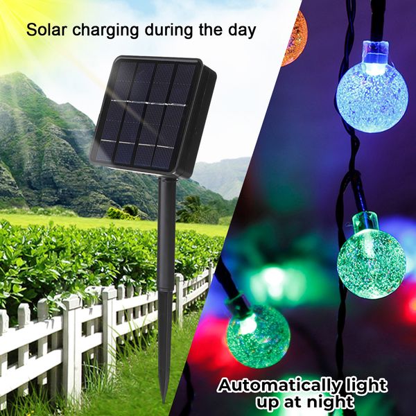 5/7 / 12M LED solar solar à prova d 'água lâmpada 2.3cm diâmetro forma de bola de natal cadeia de cordas varanda decoração de jardim luzes decorações de decorações - 5m