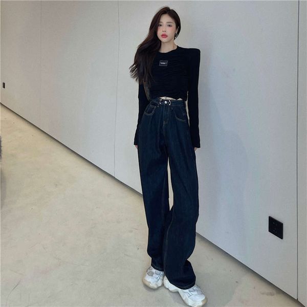 

wide leg waist adjustable hidden black for women, Blue