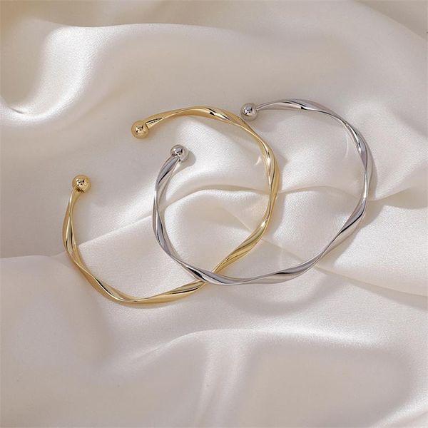 

bangle simple solid color girl metal geometric wave pattern circle opening bangles for women fashion jewelry accessories, Black