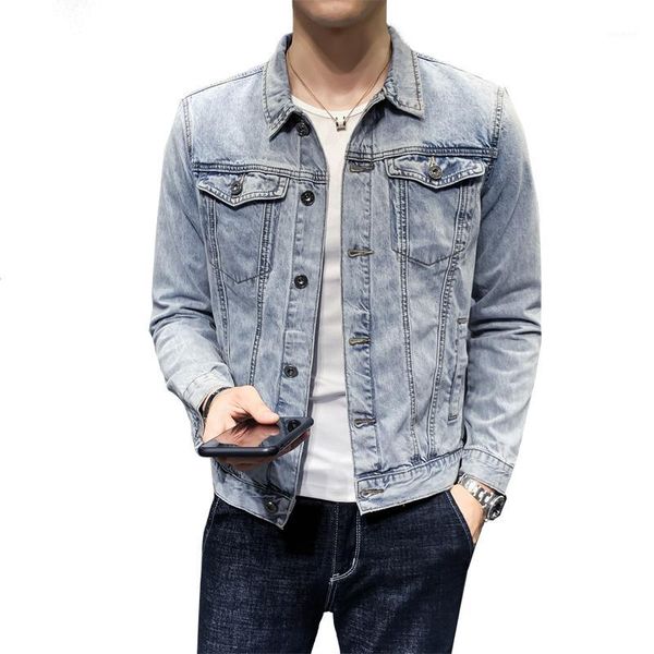 

men's jackets autumn korean style slim denim jacket lapel cotton coat single-breasted casual short, Black;brown