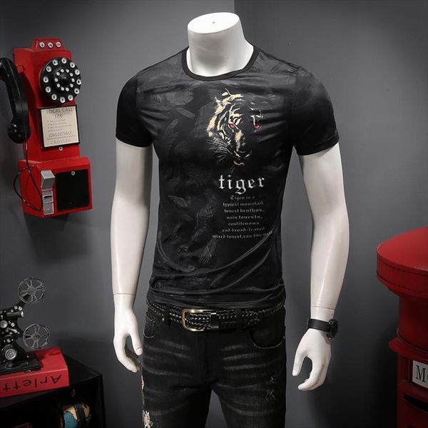 

the summer comfortable tencel mens t shirt icons hollow out breathable printing short sleeve men c9012 p45, White;black