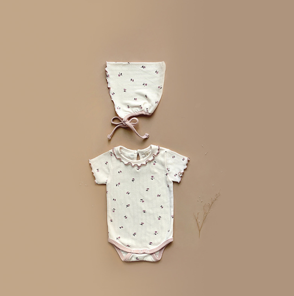 

rompers 2021 boys girls floral rompers+hat cotton shorts sleeve summer babys jumpsuit, Blue