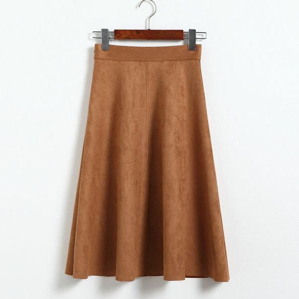

skirts faux suede bust skirt tall waist female autumn/winter 2021 han edition long umbrella of big yards a word, Black