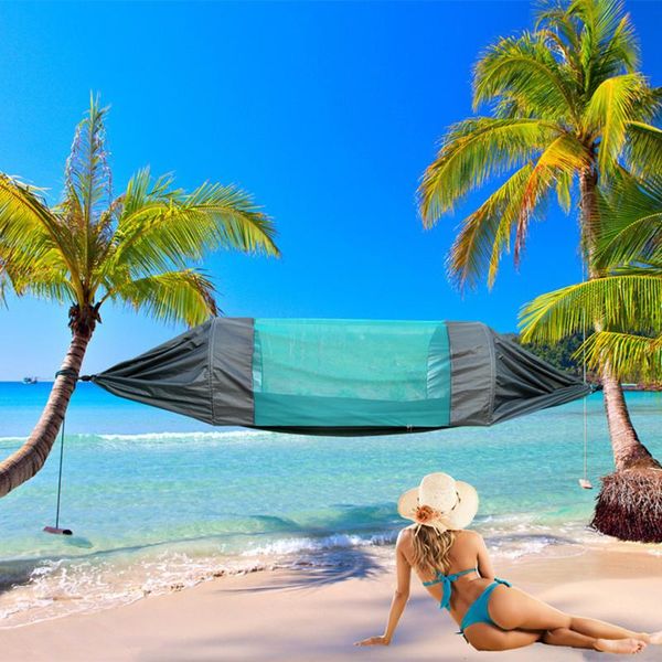 

spring summer mosquito net hammock outdoor camping mattress picnic leisure time parachute cloth double beach mat sunscreen pads