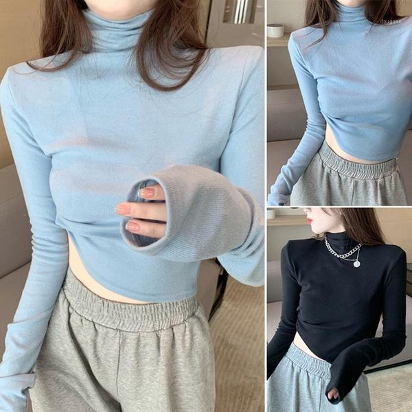 

women's high neck bottoming shirt autumn and winter brushed plus fleece long-sleeve t-shirt, White