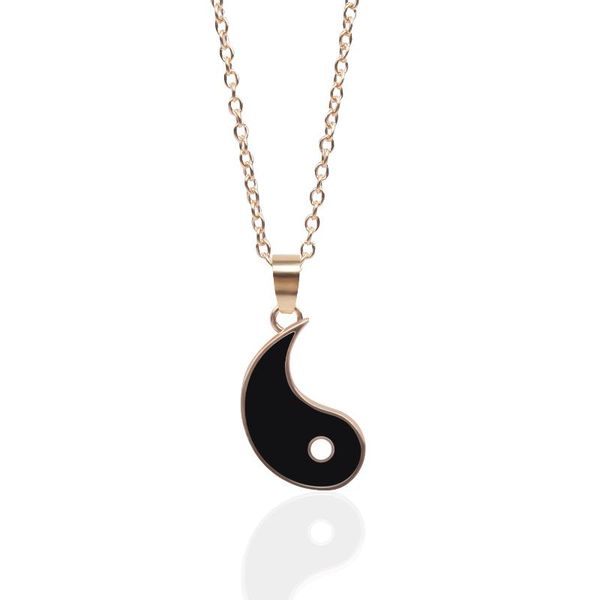 

pendant necklaces 1 pair tai chi paired couple for lovers friends yin yang long gold chain necklace fashion jewelry gifts, Silver