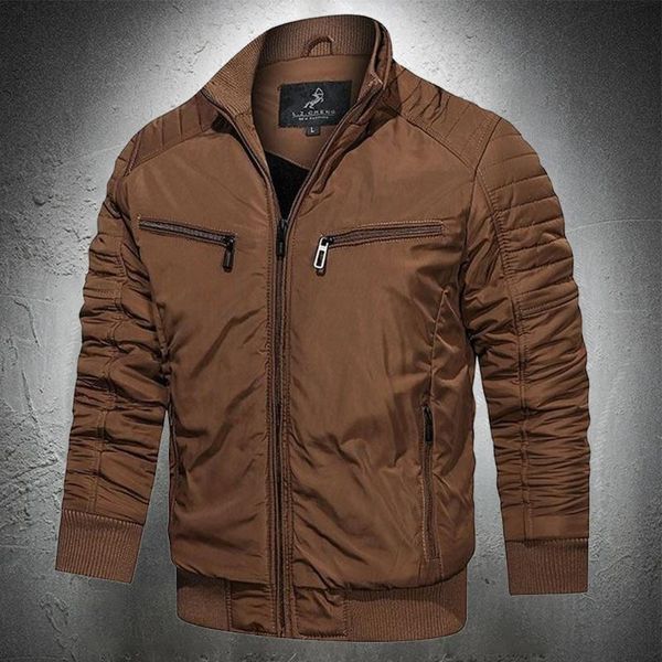 

men's down & parkas autumn jacket men coffee casual bomber thick coat streetwear pure color, Black
