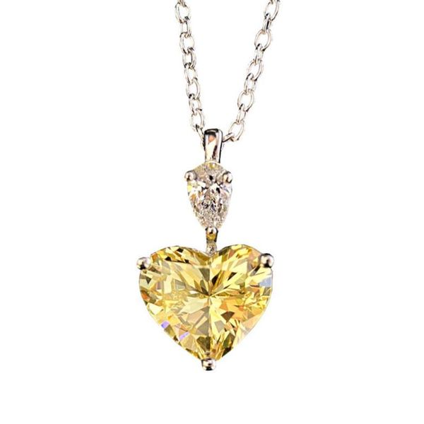 

pendant necklaces fysl silver plated love heart yellow crystal link chain necklace for valentine's day jewelry