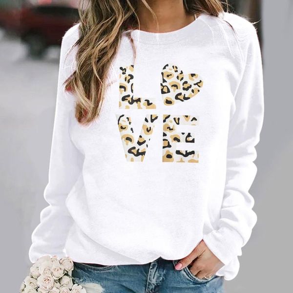 

leopard love printed sweatshirt women's harajuku hoodie christmas print o neck shirt long sleeve casual blouse sudaderas hoodies & swea, Black