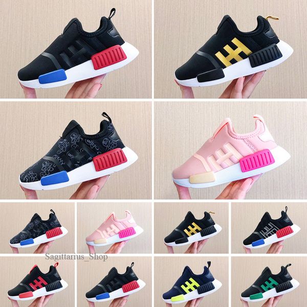 

girls toddler boys casual shoes originals nmd 360 kids childrens running size 24-35, Black