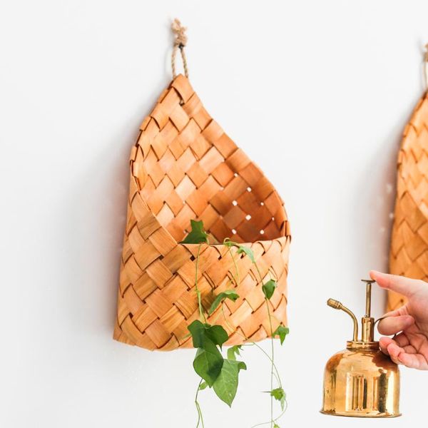 

storage baskets japanese style handmade woven wood piece hanging basket rattan