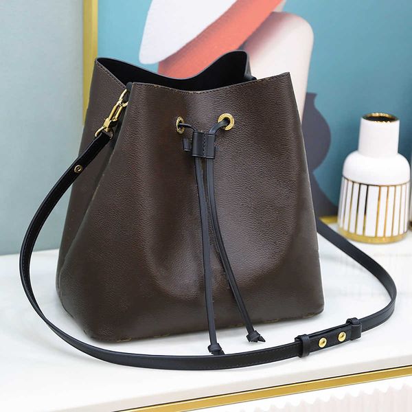 

designer luxury bag neonoe 44887 drawstring bag cowhide leather backpack designers shoulder bags women's leather handbag