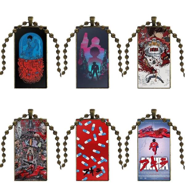 

for child japanese anime akira 1988 film bronze color glass cabochon with rectangle shaped pendant choker necklace necklaces, Silver