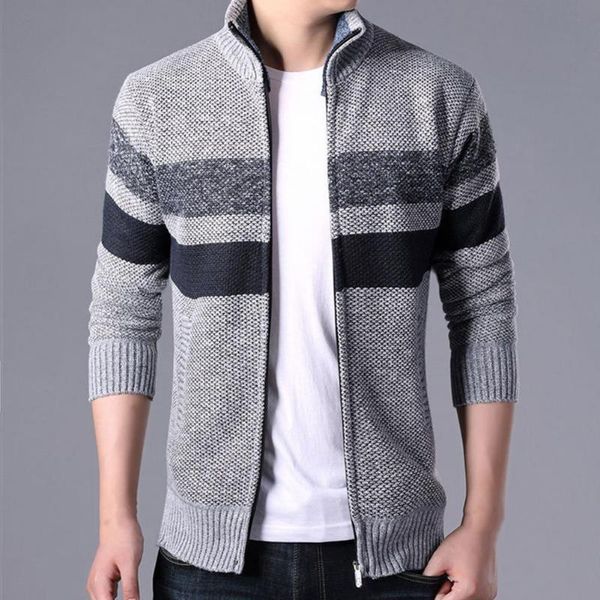

men's sweaters chic men cardigan patchwork stretchy autumn winter knitted long sleeve, White;black